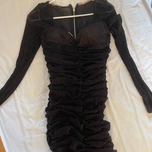 Elegant Black Ruched Dress